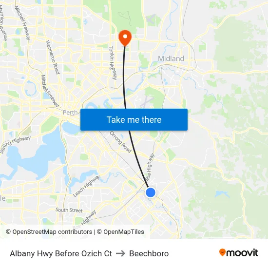 Albany Hwy Before Ozich Ct to Beechboro map