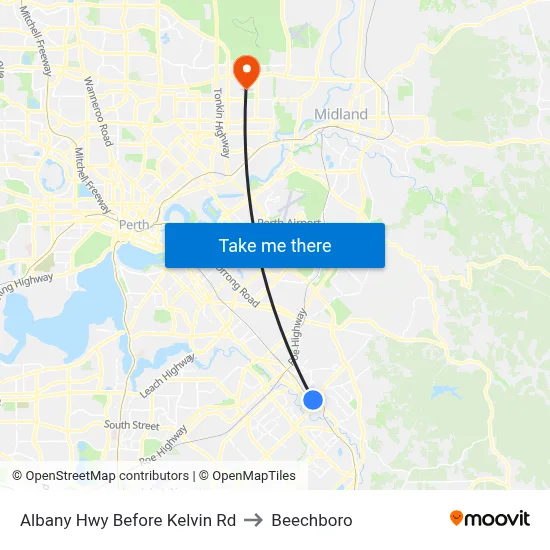 Albany Hwy Before Kelvin Rd to Beechboro map
