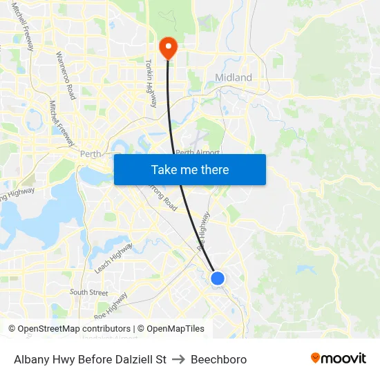 Albany Hwy Before Dalziell St to Beechboro map