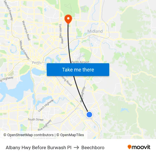 Albany Hwy Before Burwash Pl to Beechboro map