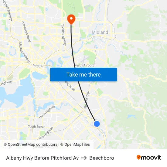 Albany Hwy Before Pitchford Av to Beechboro map