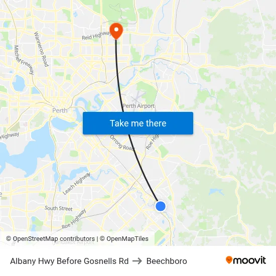 Albany Hwy Before Gosnells Rd to Beechboro map