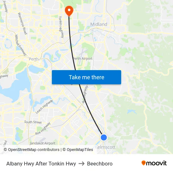 Albany Hwy After Tonkin Hwy to Beechboro map