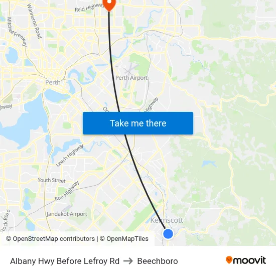 Albany Hwy Before Lefroy Rd to Beechboro map
