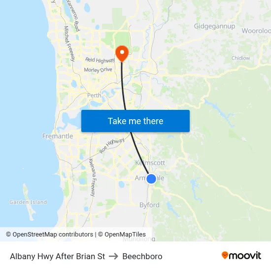Albany Hwy After Brian St to Beechboro map