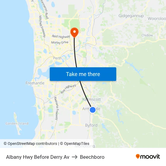 Albany Hwy Before Derry Av to Beechboro map