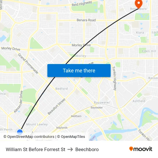 William St Before Forrest St to Beechboro map