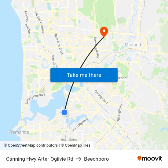 Canning Hwy After Ogilvie Rd to Beechboro map