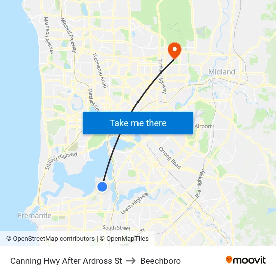 Canning Hwy After Ardross St to Beechboro map