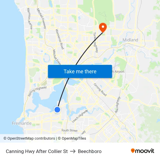 Canning Hwy After Collier St to Beechboro map