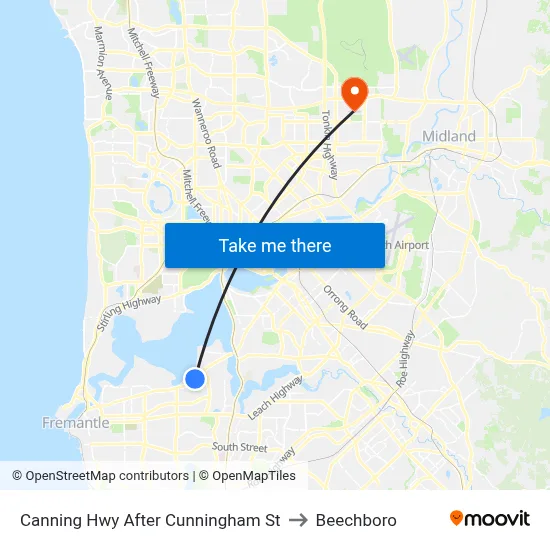 Canning Hwy After Cunningham St to Beechboro map