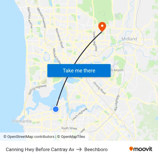 Canning Hwy Before Cantray Av to Beechboro map