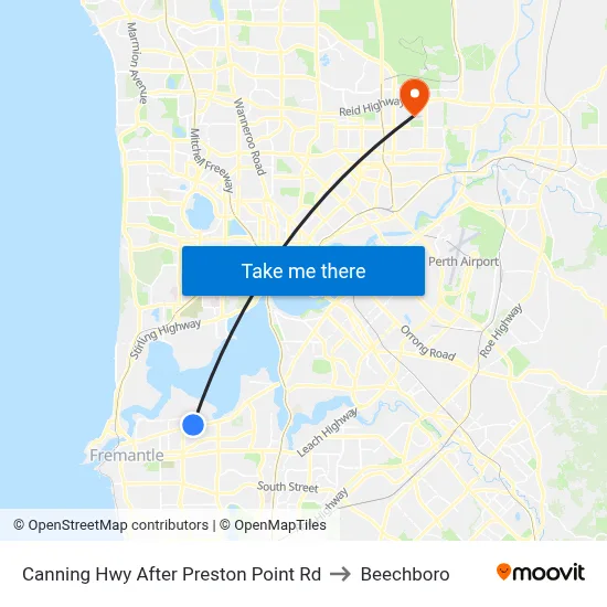 Canning Hwy After Preston Point Rd to Beechboro map