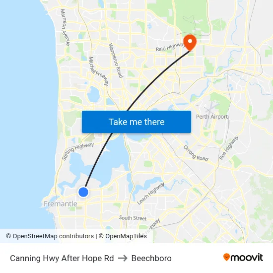 Canning Hwy After Hope Rd to Beechboro map