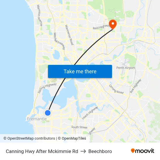 Canning Hwy After Mckimmie Rd to Beechboro map