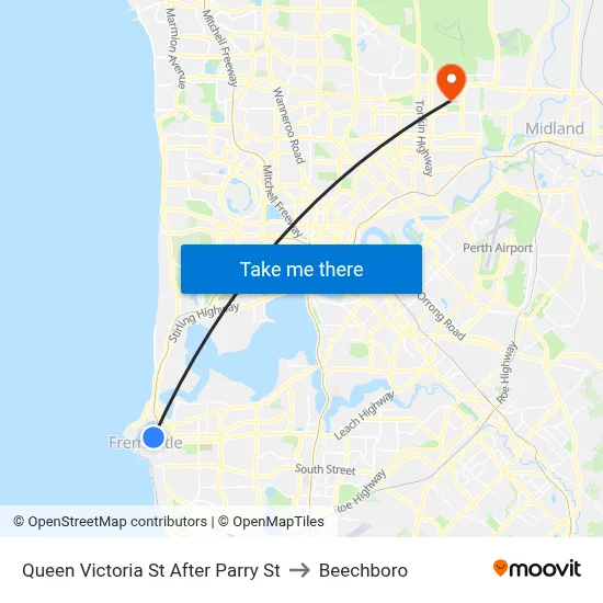 Queen Victoria St After Parry St to Beechboro map