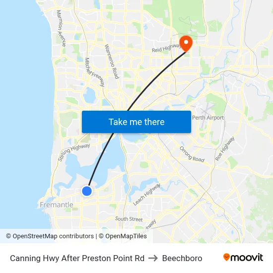 Canning Hwy After Preston Point Rd to Beechboro map