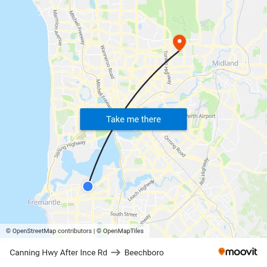 Canning Hwy After Ince Rd to Beechboro map