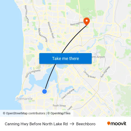 Canning Hwy Before North Lake Rd to Beechboro map