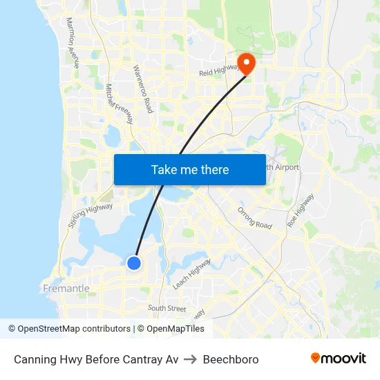 Canning Hwy Before Cantray Av to Beechboro map