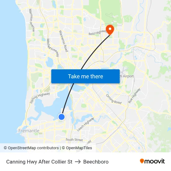 Canning Hwy After Collier St to Beechboro map