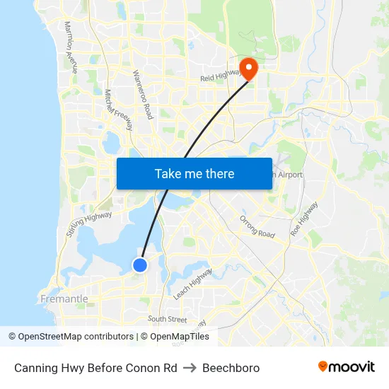 Canning Hwy Before Conon Rd to Beechboro map