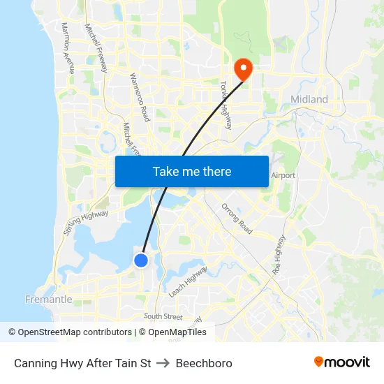 Canning Hwy After Tain St to Beechboro map