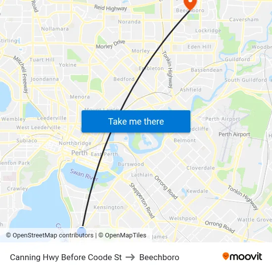 Canning Hwy Before Coode St to Beechboro map