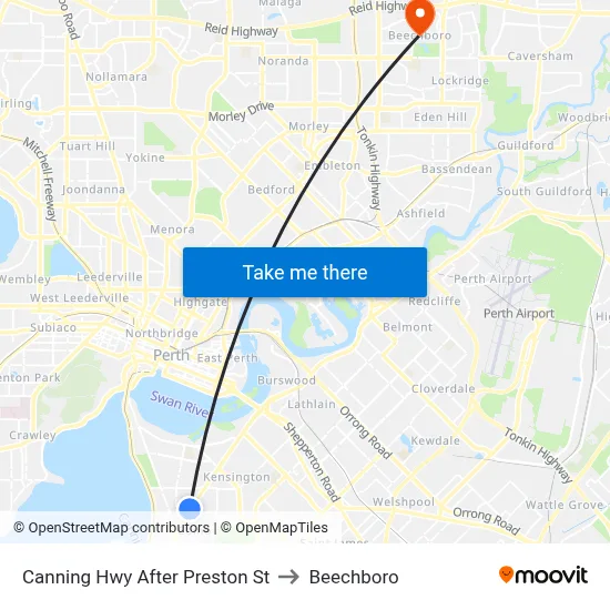 Canning Hwy After Preston St to Beechboro map