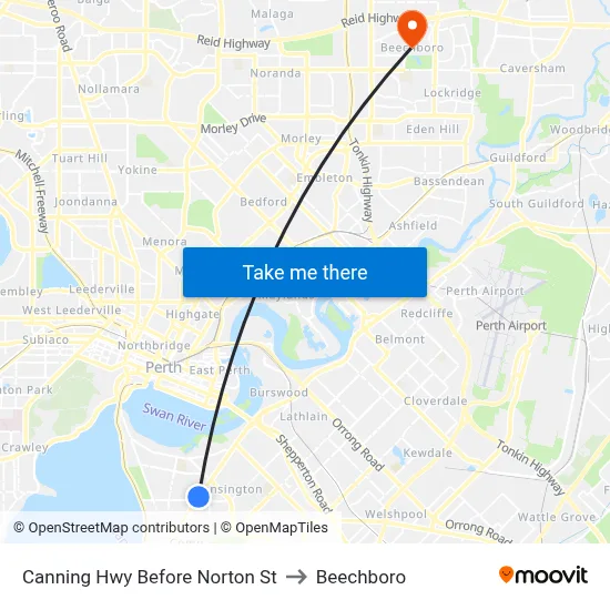 Canning Hwy Before Norton St to Beechboro map
