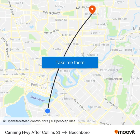 Canning Hwy After Collins St to Beechboro map