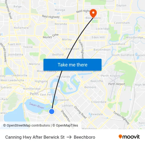 Canning Hwy After Berwick St to Beechboro map
