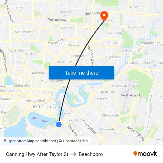 Canning Hwy After Taylor St to Beechboro map