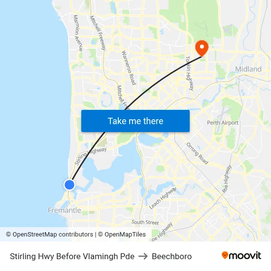Stirling Hwy Before Vlamingh Pde to Beechboro map