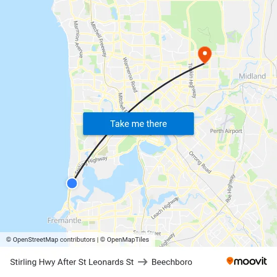 Stirling Hwy After St Leonards St to Beechboro map