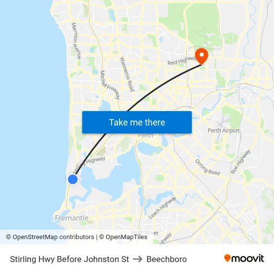 Stirling Hwy Before Johnston St to Beechboro map