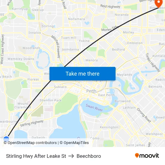 Stirling Hwy After Leake St to Beechboro map