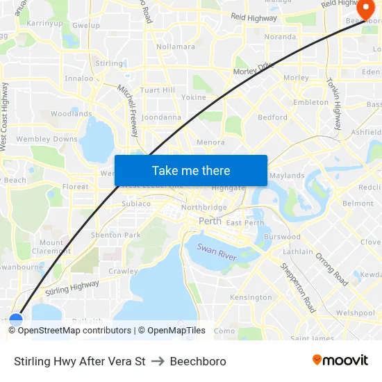 Stirling Hwy After Vera St to Beechboro map