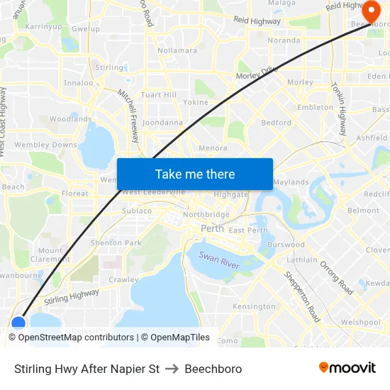 Stirling Hwy After Napier St to Beechboro map