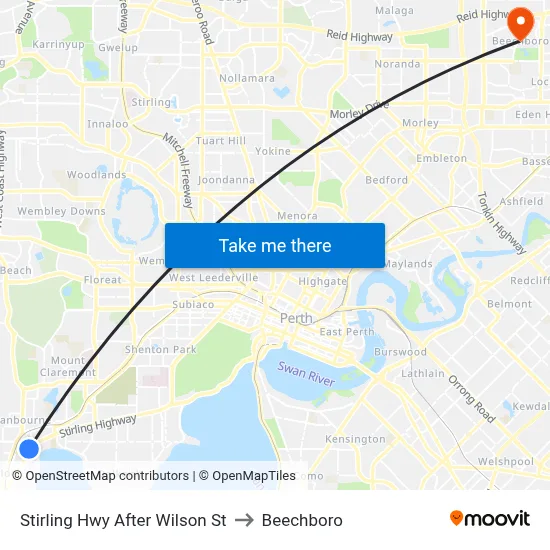 Stirling Hwy After Wilson St to Beechboro map
