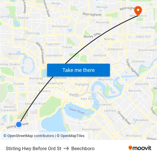 Stirling Hwy Before Ord St to Beechboro map