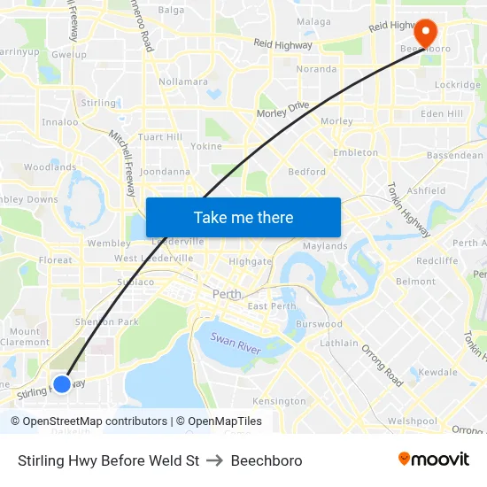 Stirling Hwy Before Weld St to Beechboro map