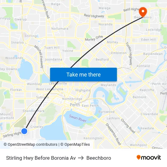 Stirling Hwy Before Boronia Av to Beechboro map