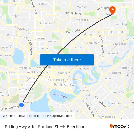 Stirling Hwy After Portland St to Beechboro map