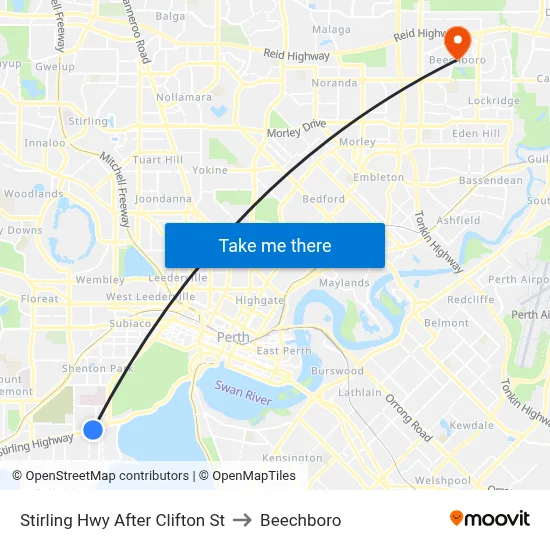 Stirling Hwy After Clifton St to Beechboro map