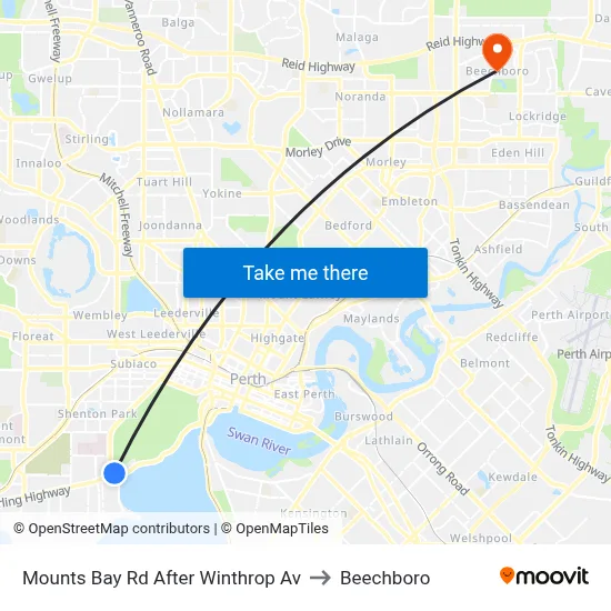 Mounts Bay Rd After Winthrop Av to Beechboro map