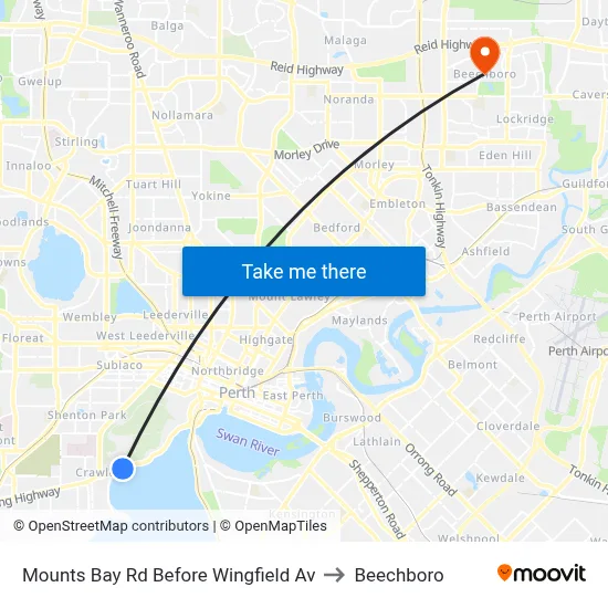 Mounts Bay Rd Before Wingfield Av to Beechboro map