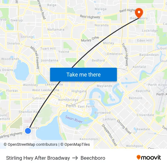 Stirling Hwy After Broadway to Beechboro map