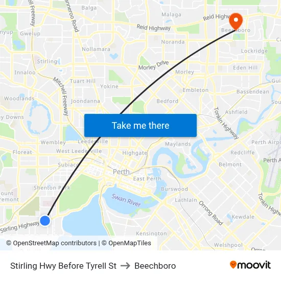 Stirling Hwy Before Tyrell St to Beechboro map