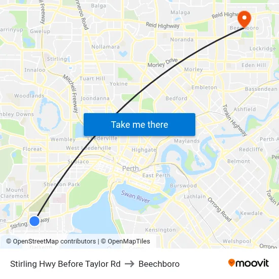 Stirling Hwy Before Taylor Rd to Beechboro map